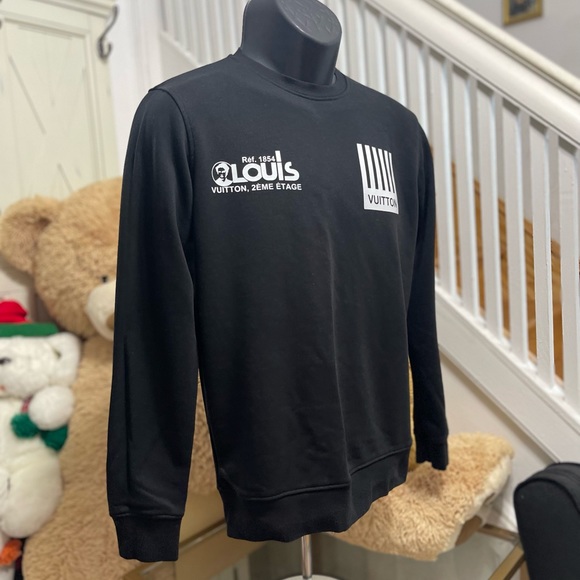 Like New Men’s Small Louis Vuitton Multi-logo Monogram Flower Sweatshirt Black - Picture 4 of 10